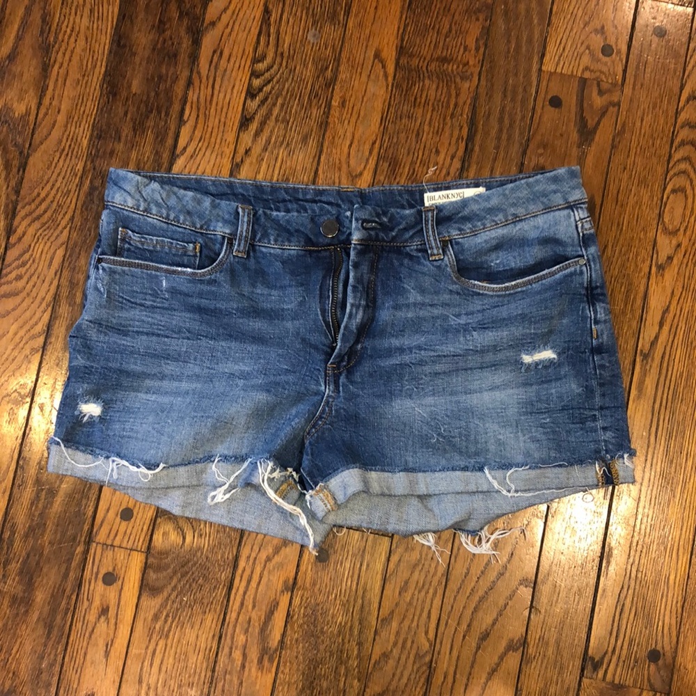 Blank NYC Tomboy Denim Blue Cuffed Shorts